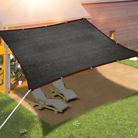Filet d'ombrage avec œillets, taux d'ombrage de 70 % à 90 %, résistant aux UV, pour protection des plantes, serre, grange ou chenil, 2 x 5 m, noir (1/5)