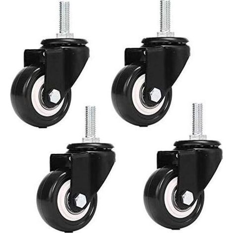 M8x25mm 4 pièces de support de charge 240 kg chariot roulette tournante PU meubles poudre remplacement (sans roulettes de frein) (1/3)