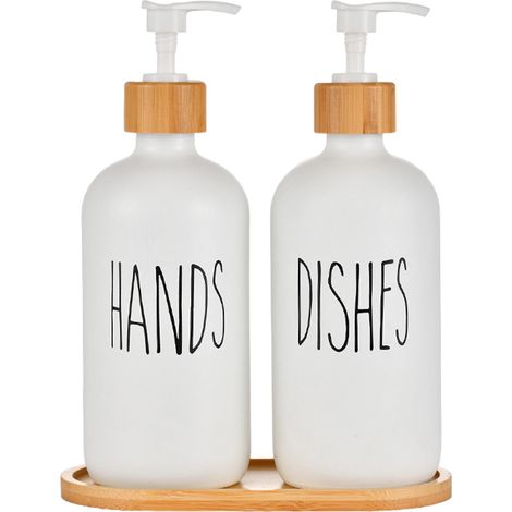 Distributeur De Savon - Verre Trempé Avec Pompe En Plastique - Pour Cuisine Et Salle De Bain - 500 Ml - Lot De 1 (1/5)