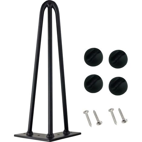 4-teiliges DIY-Haarnadelbein-Set für Tisch- und Stuhlbeine mit 3 Stangen, 16 Schrauben + 4 Fußschonern, Höhe 45 cm, Stangendurchmesser 10 mm (1/5)