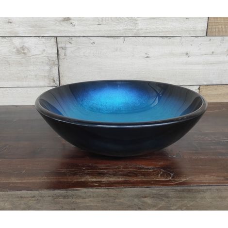 Waschbecken Glas rund blau Alberga 42x42x14 cm (1/5)