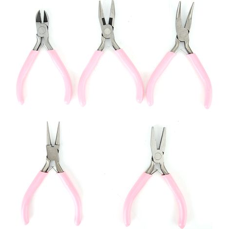 Ensemble de 5 mini pinces métalliques roses de 10 cm (4 pouces) pour travaux manuels et création de bijoux. (1/5)