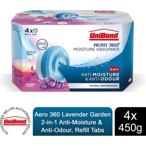 Unibond AERO 360° Moisture Absorber Lavender Garden Refill Tab, 4x450g
