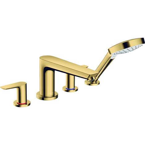 HANSGROHE Talis E grifo monomando para baño y ducha con 4 orificios aspecto dorado pulido