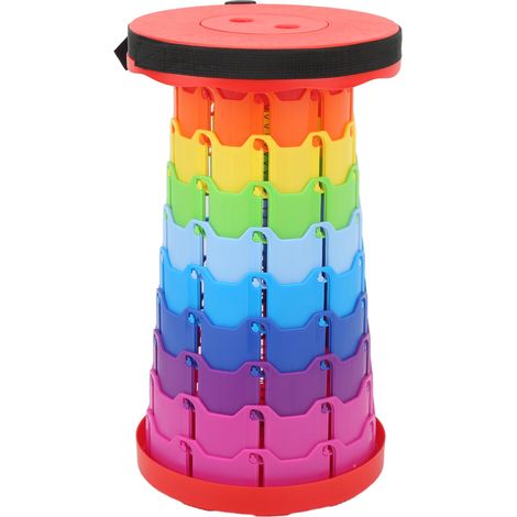 Tabouret télescopique portable léger pliable avec éclairage coloré pour camping, jardin, pêche, randonnée, voyage et barbecue.