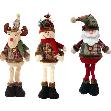 Décorations de Noël, cadeaux du Père Noël, lot de 3 grandes figurines de rennes pour la décoration de Noël, figurines d'hiver artisanales avec pieds télescopiques, idéales pour décorer une chambre ou (1/5)