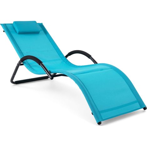 COSTWAY Lettino Sedia Prendisole Relax Lettura Spiaggia Giardino Esterno Con Poggiatesta Schienale Braccioli In Metllo Tessuto Ergonomica Sedia Sdraio Poltron (1/5)