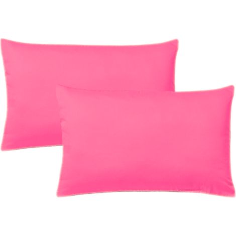KLULK Set 2 Federe Per Cuscini Per Bambini 40x60 Cm,In Puro Cotone 100% Fibra Naturale In Tinta Unita Fragola Made In Italy