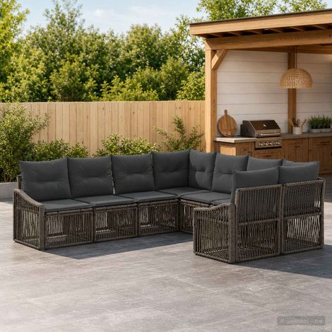 vidaXL Conjunto de sofás de jardín 8 uds. 8-Número de plazas Gris (1/5)