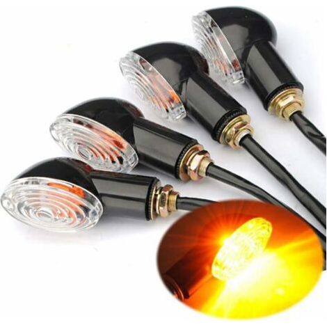 4pcs Indicateurs de Moto Mini Clignotants Lumières 12V Étanche Universel pour Moto Scooter Quad Cruiser Off Road (1/4)