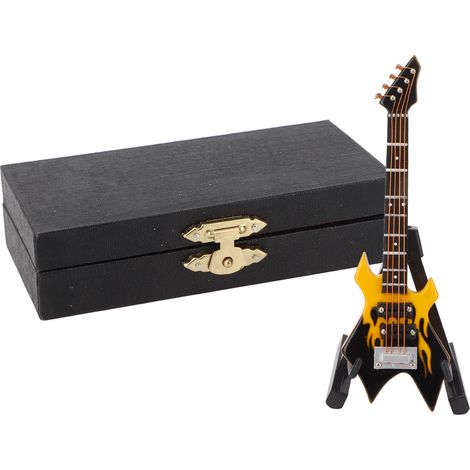 Bass Model Miniature Wooden Simulation Guitar Model Musical Instrument OrnamentsYellow (1/5)