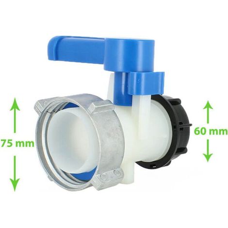 Vanne cuve - écrou S75X6 et sortie S60X6 - compatible Schütz - RWRaccord et autre accessoire pour cuve de récupération d'eau (1/5)