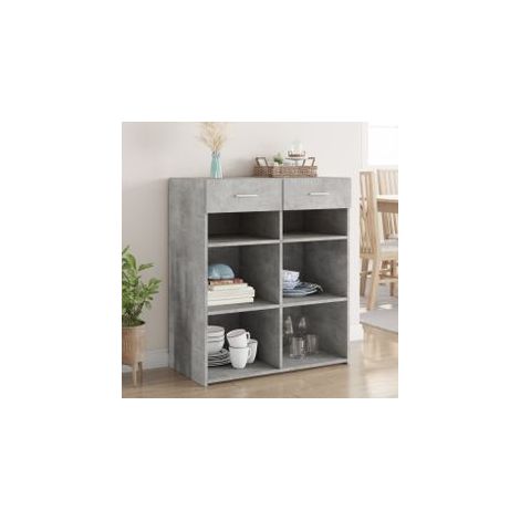 Buffet gris béton 80x42,5x93 bois d'ingénierie (1/5)