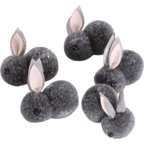 Cadeau de Pâques créatif en peluche 3D : cinq lapins gris de 5,5 cm de haut, parfaits pour les enfants. (1/5)