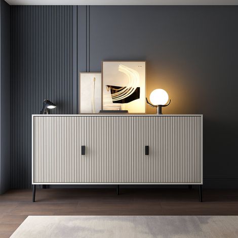 Credenza Parenti, Madia Cassetti, Ripiani, Apertura Battente, 203x49x83h cm Beige (1/3)