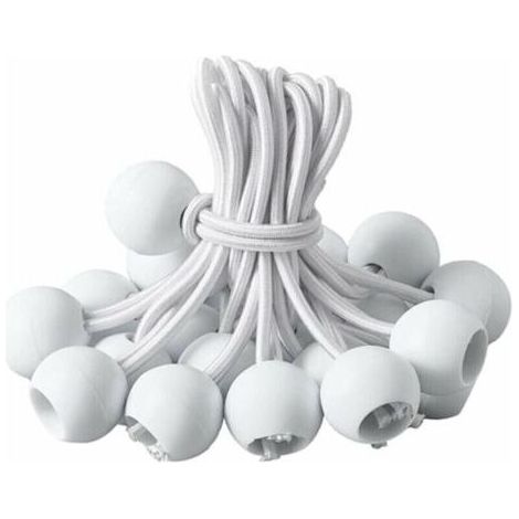 Tendeur Bache, Tendeur BouleTendeur lastique pour Pavillon,Bche,Camping,Tente,Rideaux Harnais dExtension(20 Pices Blanche-20cm ) (1/5)