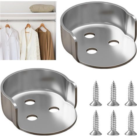 Stück Kleiderstangenhalterungen, 25 mm U-förmige Gardinenstangenhalterungen, Kleiderstangenstütze, Flanschstangenstütze, inklusive 6 Schrauben (1/5)