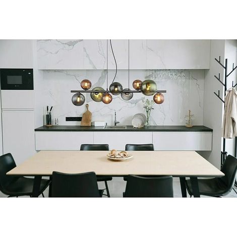 [GEBRAUCHT] B-Ware Globo Riha Pendant Light, Length 86 Cm, Black/smoke Grey, 9-bulb