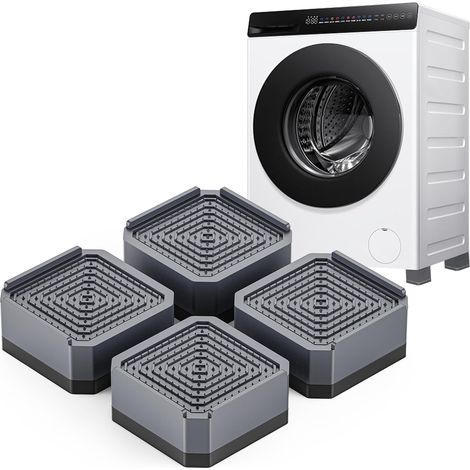 4 Patins Anti-Vibrations Machine à Laver, Socles pour Meubles – Rehausses pour Lave-Linge, lèche-Linge, réfrigérateurs, lit, canapé, Meuble TV (1 Couche 4 cm, Gris) (1/5)