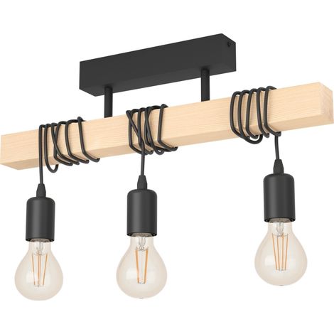 Lustre vintage, suspension en métal à 3 têtes, plafonnier rustique, lampe suspendue, éclairage d'îlot, hauteur réglable, 55 cm (1/5)