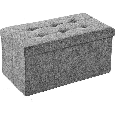 Panca portaoggetti pieghevole 76x38x38 cm - Pouf poggiapiedi - Pouf divano con contenitore - Grigio
