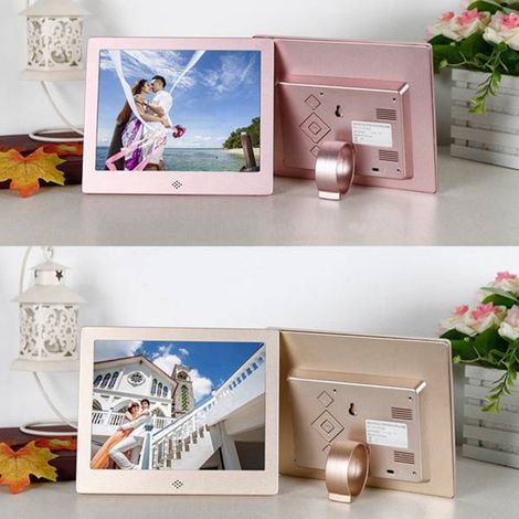 1 set of 8-inch pink metal digital photo frames, compatible with European standards AC100-240V.