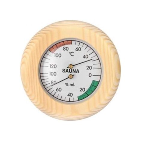 Sauna Klimamesser,Hygromètre pour Sauna,Thermomètre pour Sauna,réglable manuellement,2en1 Mesureur de température et d'humidité pour Sauna,Bois Noble,Diamètre 13,5 cm (1/3)