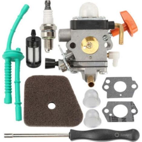 Carburateur pour débroussailleuse STIHL FS90 FS110 FS130 FS87 HT100 HT101 HL100 KM90 KM100 KM110 KM130 – Avec bougie d'allumage incluse (1/4)