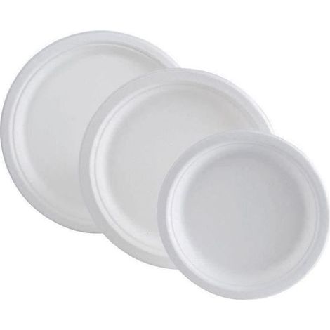50 assiettes rondes en bagasse, 23 cm, biodégradables, pour événements festifs et professionnels