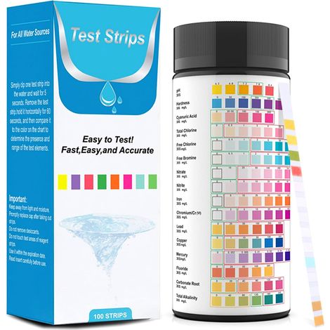 16-in-1-Trinkwassertestset: Professionelles Härte-Testset, Teststreifen für Leitungswasser und Mineralwasser (100 Stück).
