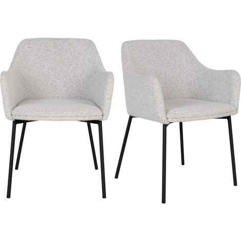 LEONIE-Fauteuil de table en tissu bouclé écru (x2) (1/5)