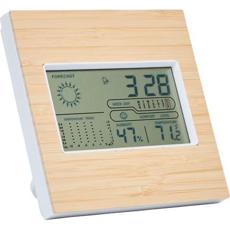 Station Météo Multifonctions "Bambou" 13cm Naturel (1/5)