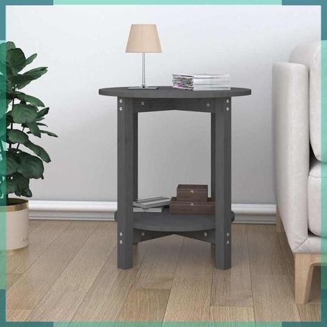 Table basse - 822354 - Gris - Bois massif de pin - Rond Ø55 x H60 cm (1/5)