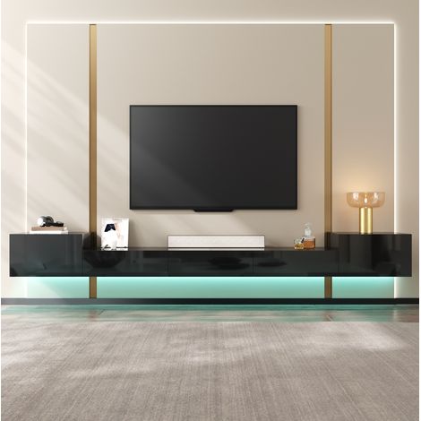 Mobile TV sospeso nero 245 cm, 5 ante, LED multicolore con app HAVRYA (1/5)