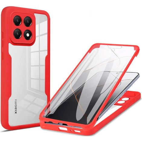 Coque pour Xiaomi 15T 5G, Protection D'écran Intégrée Housse Antichoc Militaire Double Face, Case Bumper Anti-Rayures en Silicone Transparent à 360°. Rouge (1/5)