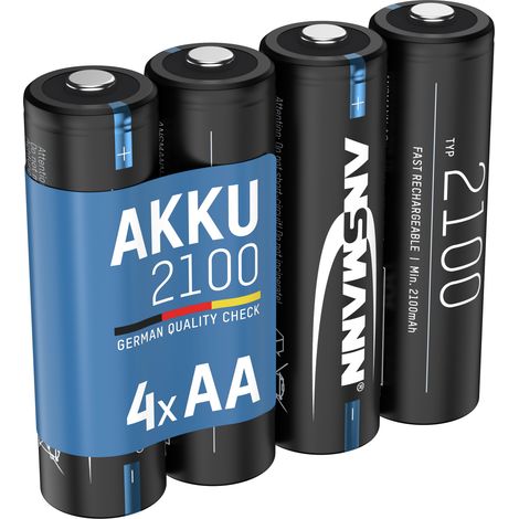ANSMANN Akku Mignon AA, 2100 mAh 1,2V, 4 Stück,  geringe Selbstentladung