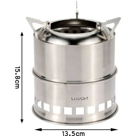 Réchaud à bois portable léger en acier inoxydable, brûleur à alcool, idéal pour le camping, la randonnée, les pique-niques et les barbecues en extérieur. (1/5)