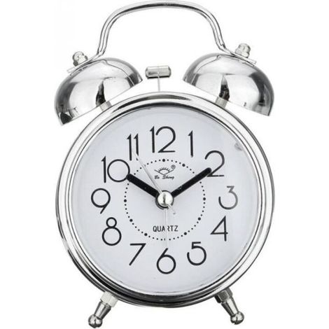 Réveil Vintage rétro silencieux pointeur horloges rond numéro double cloche fort réveil chevet veilleuse maison décors