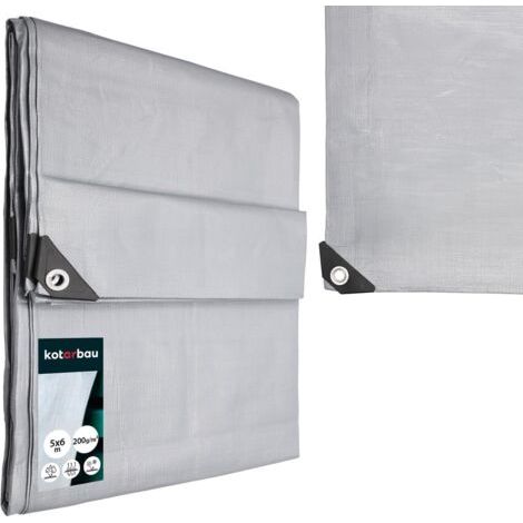 Bâche de Protection Extérieur - Polyéthylène - 5 x 6 m - Argenté - 200 g/m² - Bâche Anti UV - Bache Remorque - Bache Impermeable Exterieu-NANOTEH (1/5)