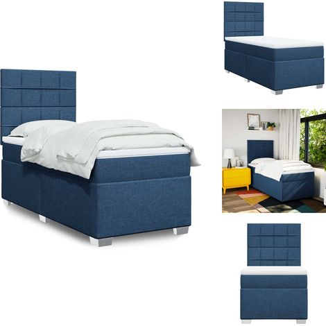 Boxspringbett mit Matratze Blau 90x200 cm Stoff - Boxspringbett - Doppelbett - Schlafsystem - Bettsofa - Blau (1/5)