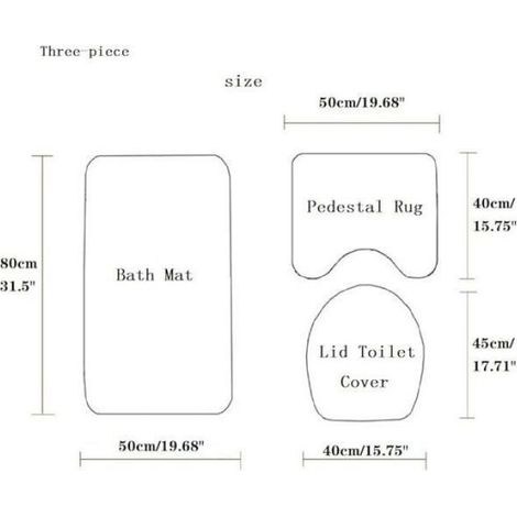 Tapis salle de bain lot - 3 pièces, microfibre, anti-dérapant, PVC flanelle - Rose - Convient pour WC, abattant, bain (1/5)