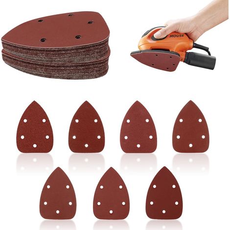 70 Pièces Papier de Verre, Abrasif pour Ponceuse 5 Trous Mixpack 10 Pièces Grain 40/60/80/120/180/240/320/Chacun, Papier a Poncer Pour Ponceuses, Triangles Abrasifs Autoagrippants (1/5)