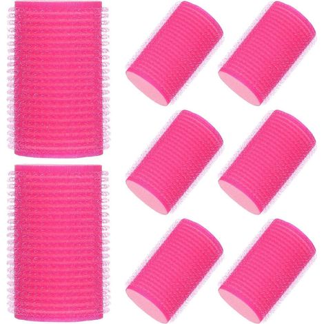 Ensemble de 8 fers à friser auto-adhésifs en éponge, couleur rose (1/5)