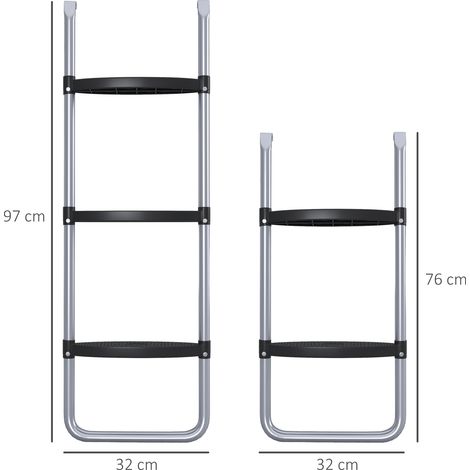 Échelle de trampoline en acier réglable à 3 ou 2 marches, 97 x 32 cm, argent (1/5)
