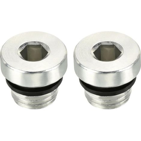 2 Pcs Bouchon Tuyau M10x1.25, Filetage Mâle Raccord à Empreinte Hexagonale Interne Accessoires Tuyauterie, Idéal pour Fermer les Extrémités (Argent, 0.2-Pouce) - (1/4)