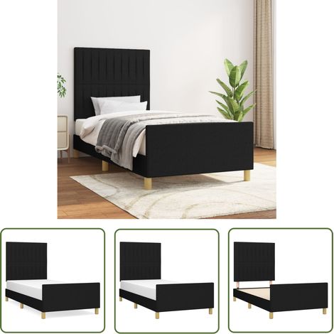 The Living Store Bettgestell ohne Matratze Schwarz 90x200 cm Stoff - Bettsystem - Doppelbett - Boxspringbetten - Lattenrost - Schlafzimmermöbel (1/5)