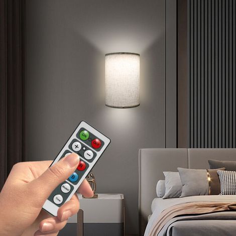 Set di 2 applique da parete dimmerabili per interni, ricaricabili, con paralume in tessuto beige, ideali per camera da letto, soggiorno, corridoio d'albergo e comodino.