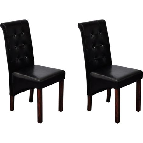Lot de 2 Chaises Chaises de salle à manger Chaise de cuisine Noir Similicuir 61442 (1/5)