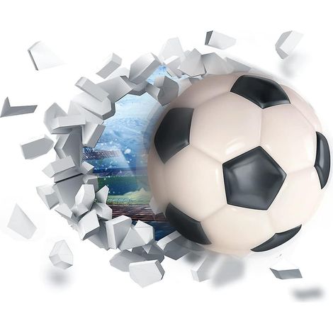 Sticker mural 3D football pour chambre garçon, déco chambre bébé, autocollant relief ballon, adhésif design sportif, décoration murale enfant, 1 pièce. (1/5)