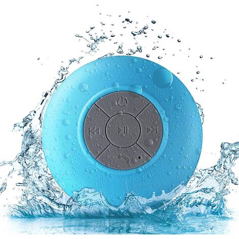 Mini Waterproof Bluetooth Speaker, Bluetooth 3.0 Speaker, Hands-Free Portable Speaker, Built-in Mic, Control Buttons, Dedicated Suction Cup for Shower and Outdoor, Blue